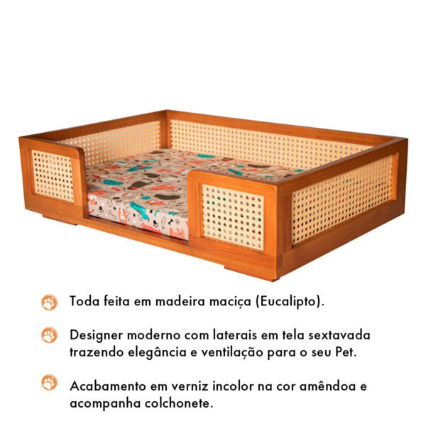 cama pet luxo - colchão estampa patinhas - nono luigi moveis