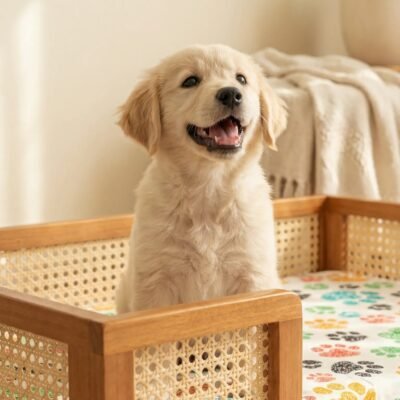 Cama Pet Luxo com telinha sextavada colchão estampa Bichinhos
