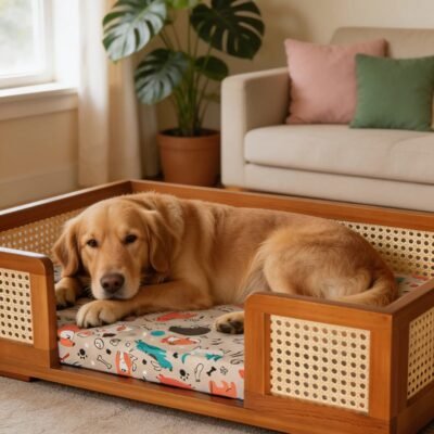 Cama Pet Luxo com telinha sextavada colchão estampa Bichinhos - Imagem 3